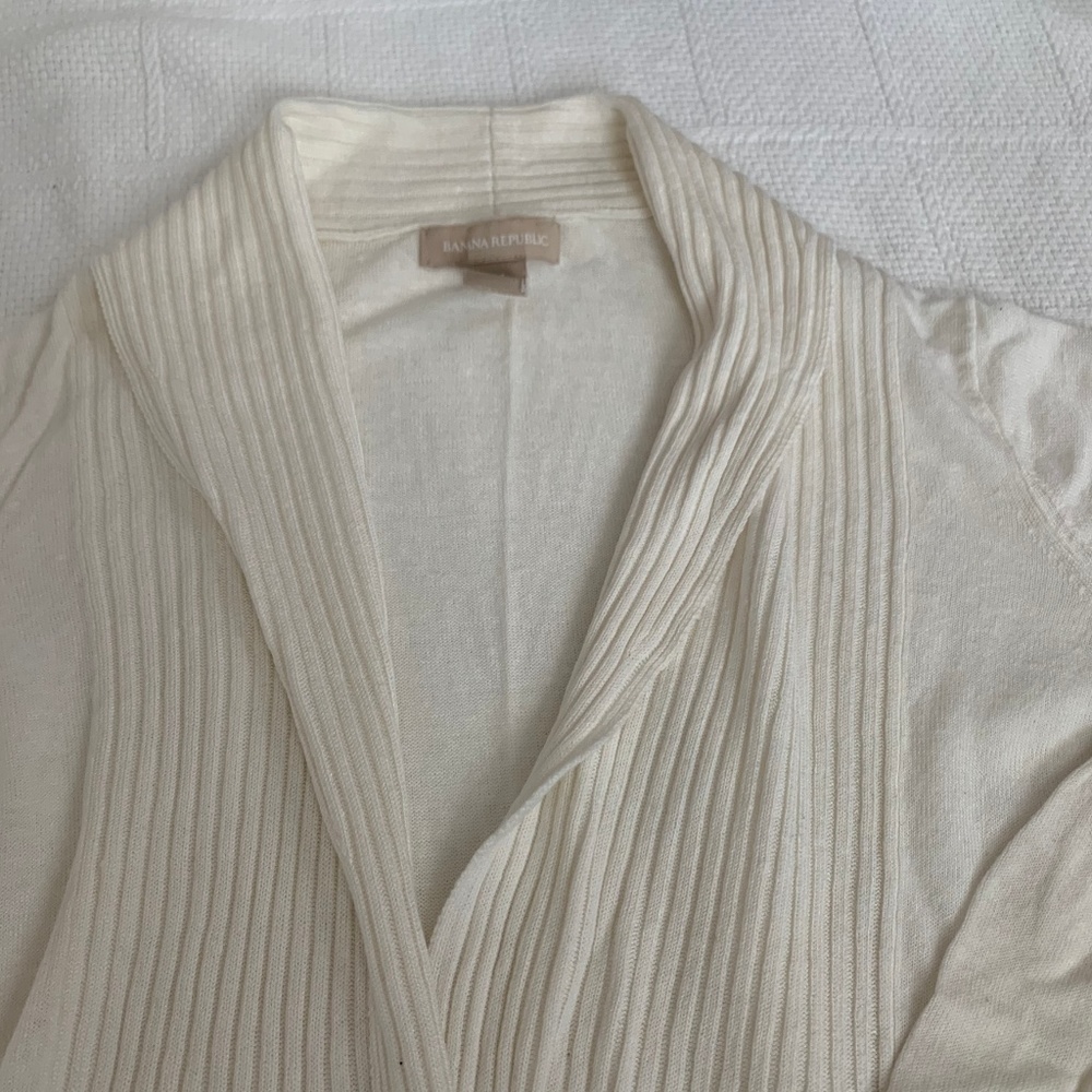 Banana Republic Ivory Open-Front Shawl Cardigan